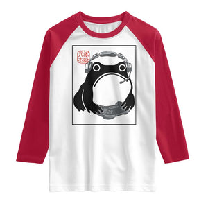 Grumpy Frog Gamer Japanese Ink Painting Raglan Shirt TS12 White Red Print Your Wear