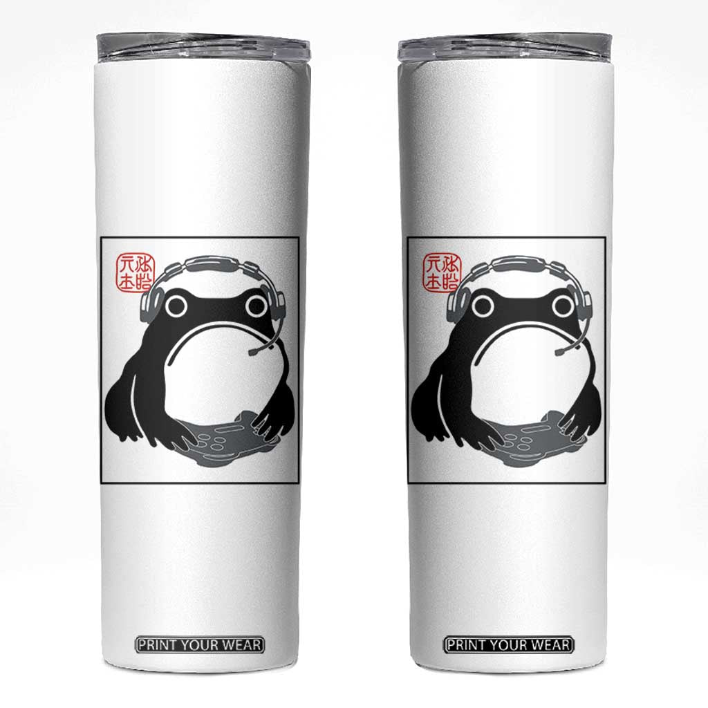 Grumpy Frog Gamer Japanese Ink Painting Skinny Tumbler TS12 White Print Your Wear