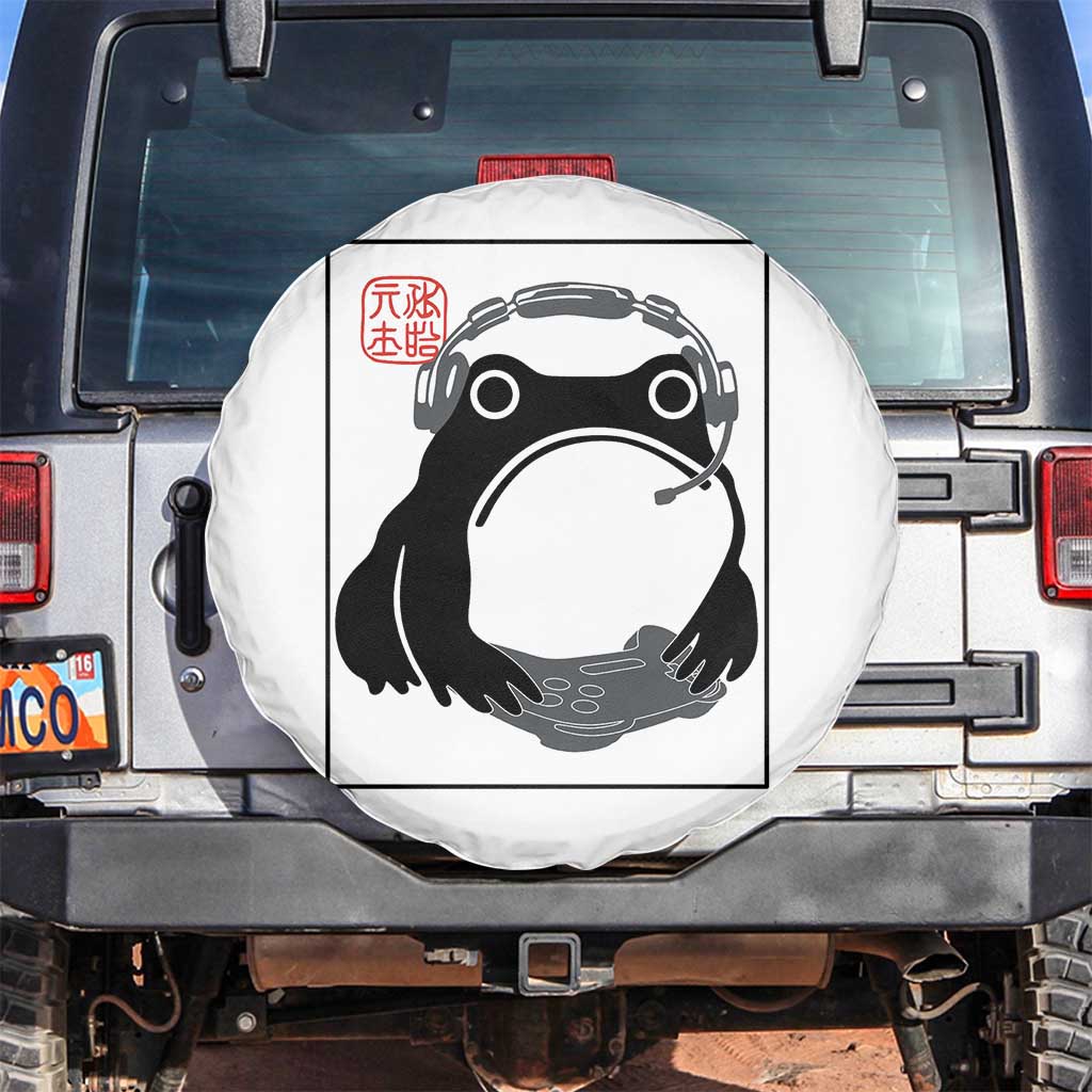 Grumpy Frog Gamer Japanese Ink Painting Spare Tire Cover TS12 No hole White Print Your Wear