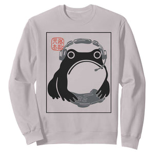 Grumpy Frog Gamer Japanese Ink Painting Sweatshirt TS12 Ice Gray Print Your Wear