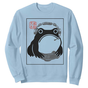 Grumpy Frog Gamer Japanese Ink Painting Sweatshirt TS12 Light Blue Print Your Wear