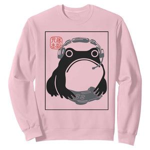 Grumpy Frog Gamer Japanese Ink Painting Sweatshirt TS12 Light Pink Print Your Wear
