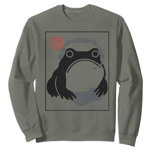 Grumpy Frog Gamer Japanese Ink Painting Sweatshirt TS12 Military Green Print Your Wear