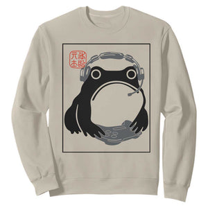 Grumpy Frog Gamer Japanese Ink Painting Sweatshirt TS12 Sand Print Your Wear