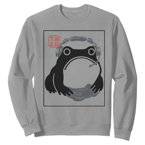 Grumpy Frog Gamer Japanese Ink Painting Sweatshirt TS12 Sport Gray Print Your Wear