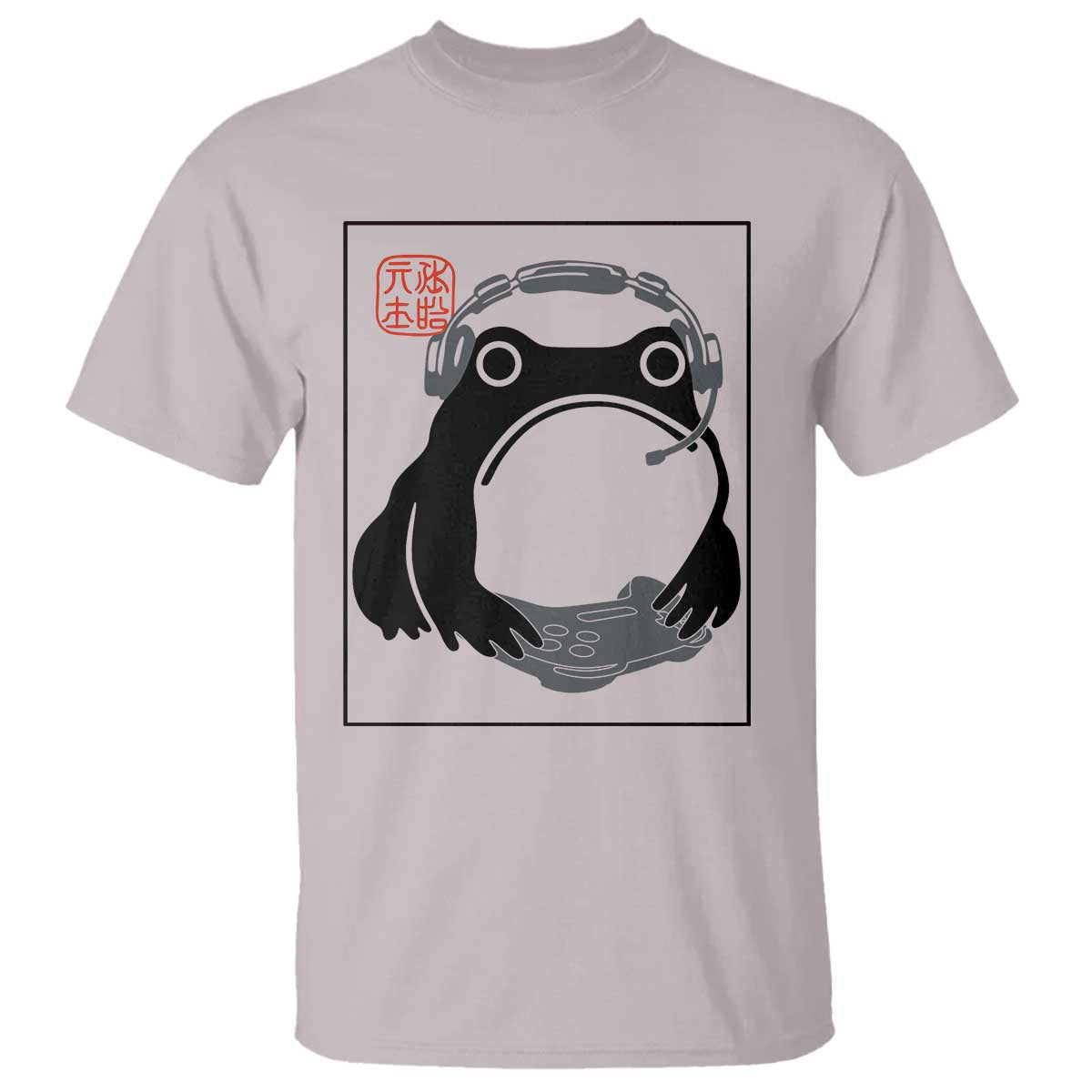 Grumpy Frog Gamer Japanese Ink Painting T Shirt TS12 Ice Gray Print Your Wear