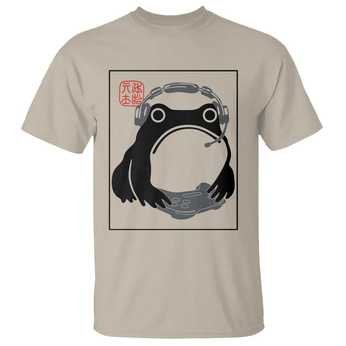 Grumpy Frog Gamer Japanese Ink Painting T Shirt TS12 Sand Print Your Wear