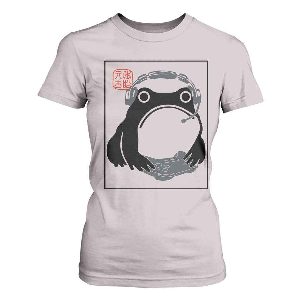 Grumpy Frog Gamer Japanese Ink Painting T Shirt For Women TS12 Ice Gray Print Your Wear