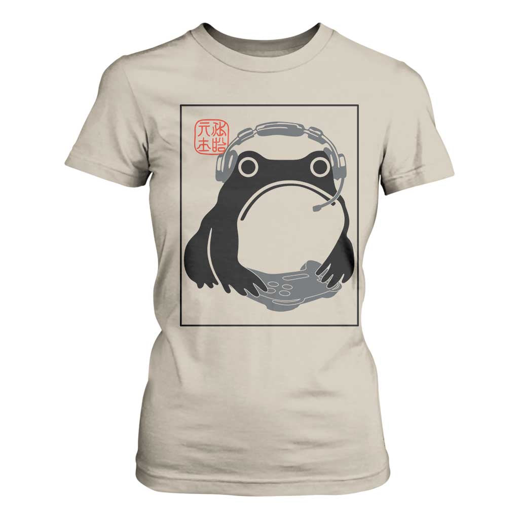 Grumpy Frog Gamer Japanese Ink Painting T Shirt For Women TS12 Sand Print Your Wear