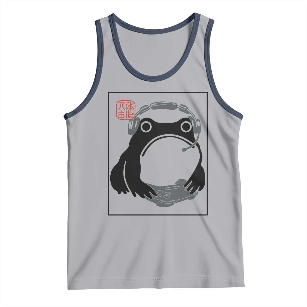 Grumpy Frog Gamer Japanese Ink Painting Tank Top TS12 Athletic Heather Navy Print Your Wear