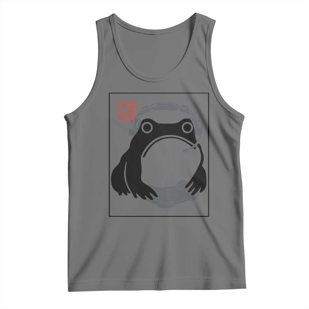 Grumpy Frog Gamer Japanese Ink Painting Tank Top TS12 Black Heather Print Your Wear