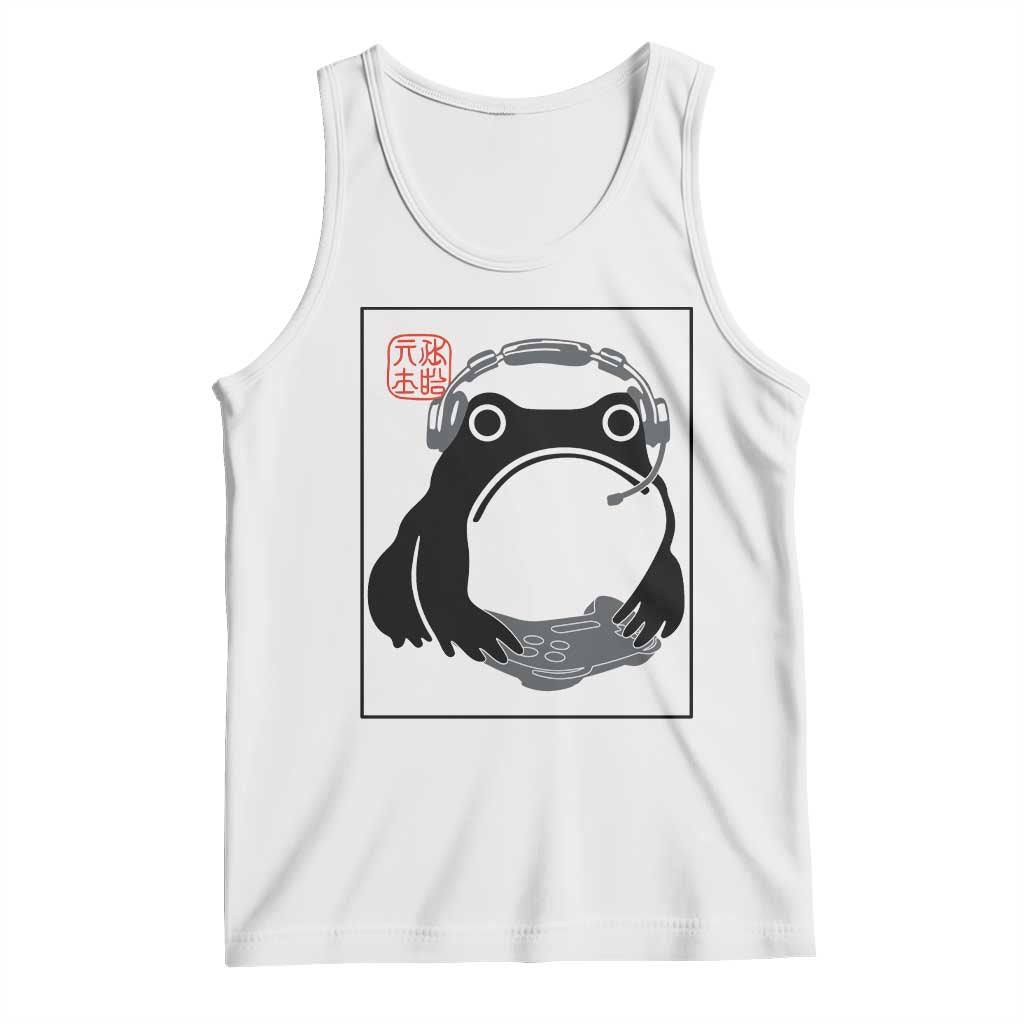 Grumpy Frog Gamer Japanese Ink Painting Tank Top TS12 White Print Your Wear