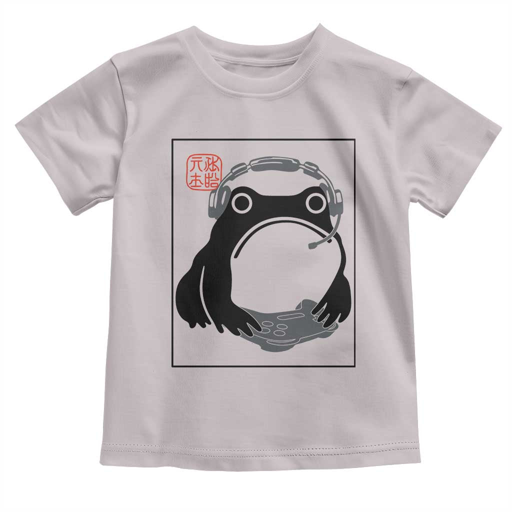 Grumpy Frog Gamer Japanese Ink Painting Toddler T Shirt TS12 Ice Gray Print Your Wear