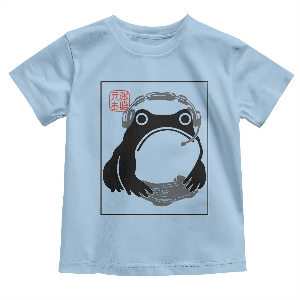 Grumpy Frog Gamer Japanese Ink Painting Toddler T Shirt TS12 Light Blue Print Your Wear