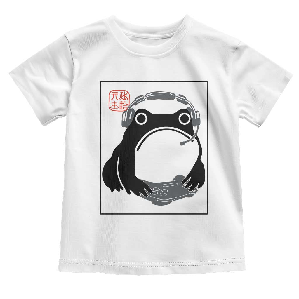 Grumpy Frog Gamer Japanese Ink Painting Toddler T Shirt TS12 White Print Your Wear