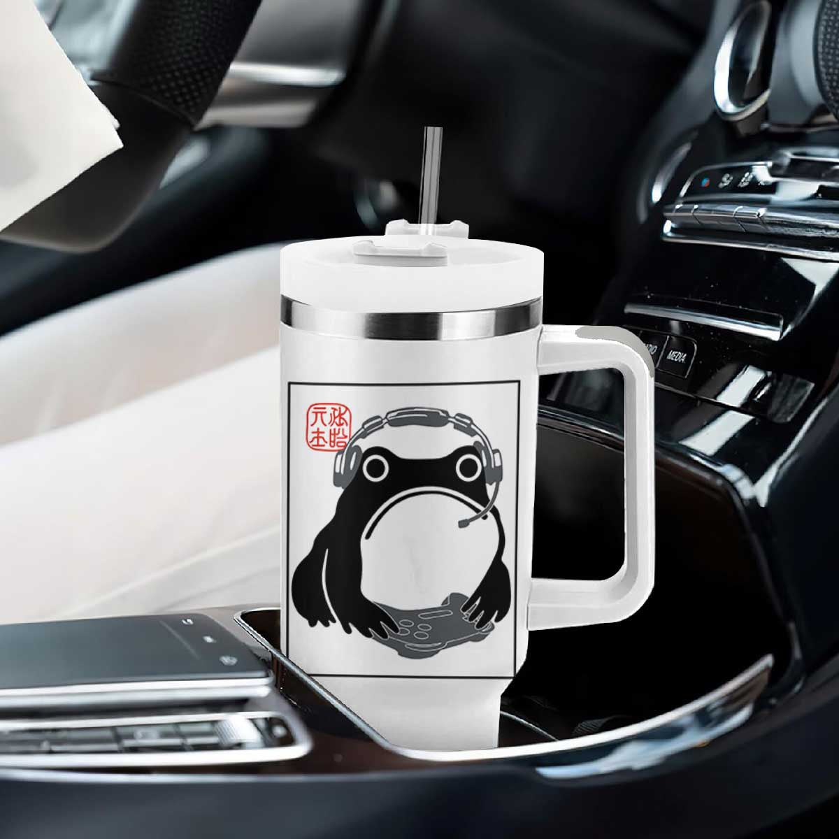 Grumpy Frog Gamer Japanese Ink Painting Tumbler With Handle TS12 Print Your Wear