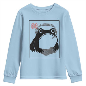 Grumpy Frog Gamer Japanese Ink Painting Youth Sweatshirt TS12 Light Blue Print Your Wear