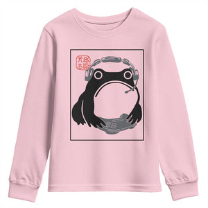Grumpy Frog Gamer Japanese Ink Painting Youth Sweatshirt TS12 Light Pink Print Your Wear