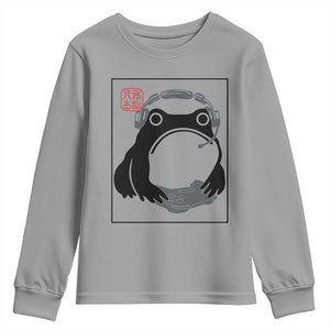 Grumpy Frog Gamer Japanese Ink Painting Youth Sweatshirt TS12 Sport Gray Print Your Wear