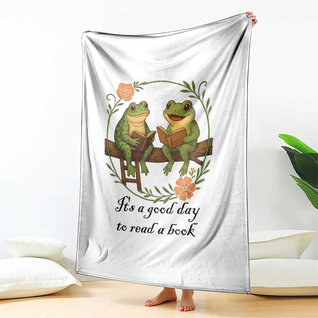 It Is A Good Day To Read A Book Throw Blanket Frog Book Lover TS12 Print Your Wear