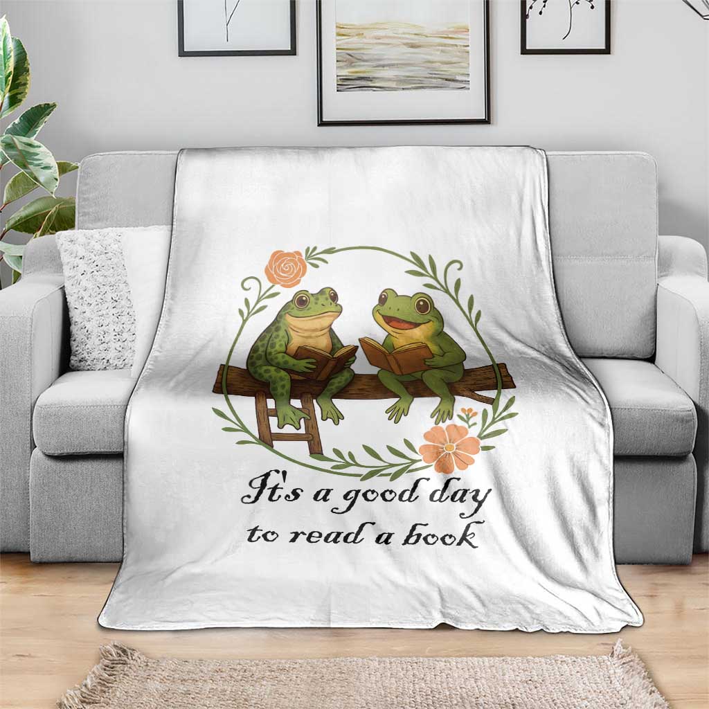 It Is A Good Day To Read A Book Throw Blanket Frog Book Lover TS12 Print Your Wear