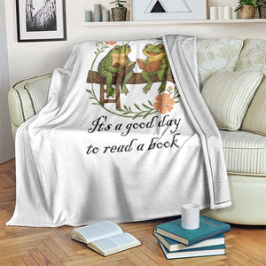 It Is A Good Day To Read A Book Throw Blanket Frog Book Lover TS12 Print Your Wear