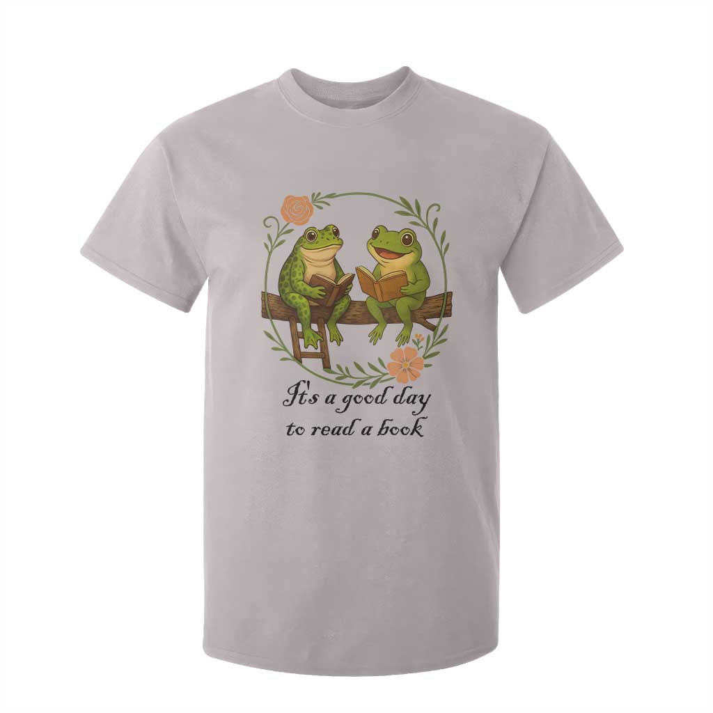 It Is A Good Day To Read A Book T Shirt For Kid Frog Book Lover TS12 Ice Gray Print Your Wear