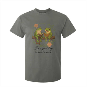 It Is A Good Day To Read A Book T Shirt For Kid Frog Book Lover TS12 Military Green Print Your Wear