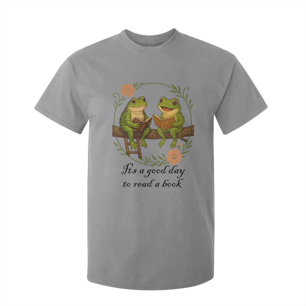 It Is A Good Day To Read A Book T Shirt For Kid Frog Book Lover TS12 Sport Gray Print Your Wear