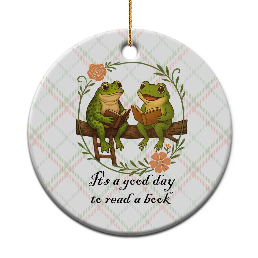 It Is A Good Day To Read A Book Ceramic Ornament Frog Book Lover TS12 1pc Christmas Plaid Print Your Wear