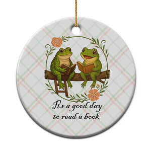 It Is A Good Day To Read A Book Ceramic Ornament Frog Book Lover TS12 1pc Christmas Plaid Print Your Wear