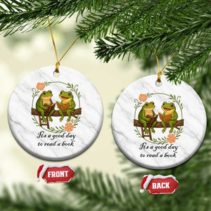 It Is A Good Day To Read A Book Ceramic Ornament Frog Book Lover TS12 1pc White Marble Print Your Wear