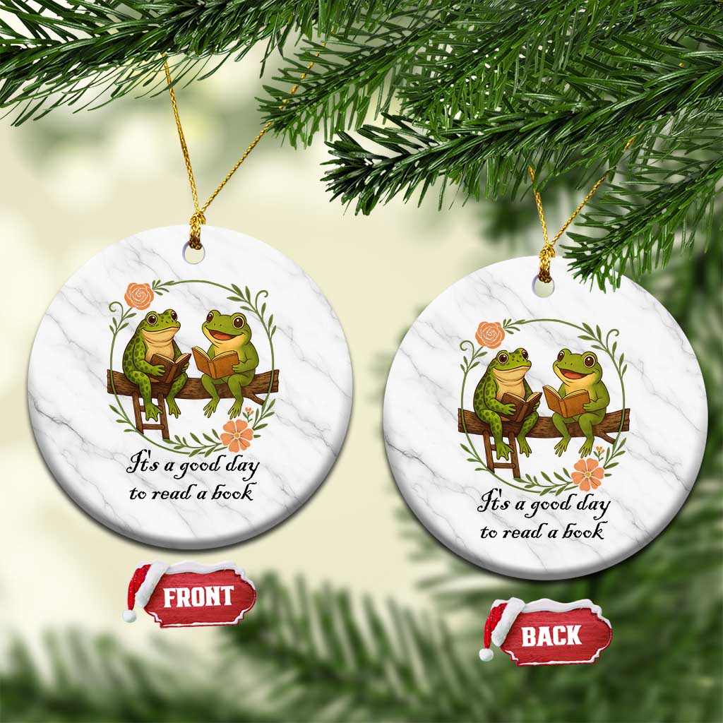 It Is A Good Day To Read A Book Ceramic Ornament Frog Book Lover TS12 1pc White Marble Print Your Wear