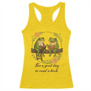 It Is A Good Day To Read A Book Racerback Tank Top Frog Book Lover TS12 Daisy Print Your Wear