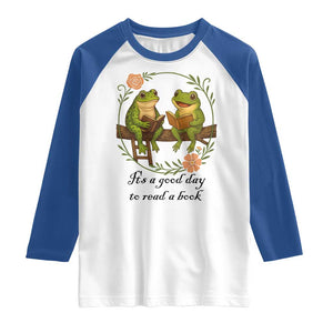 It Is A Good Day To Read A Book Raglan Shirt Frog Book Lover TS12 White Royal Print Your Wear