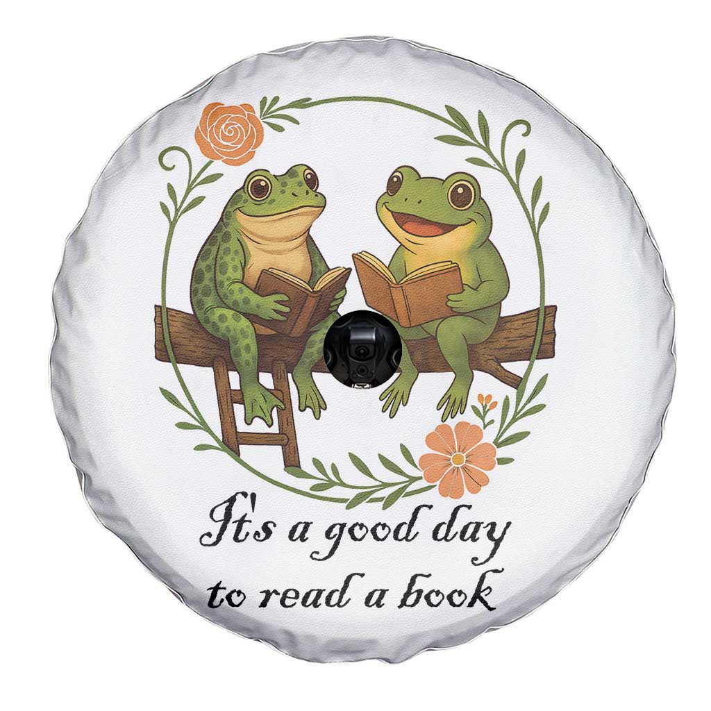 It Is A Good Day To Read A Book Spare Tire Cover Frog Book Lover TS12 Print Your Wear