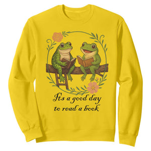 It Is A Good Day To Read A Book Sweatshirt Frog Book Lover TS12 Daisy Print Your Wear