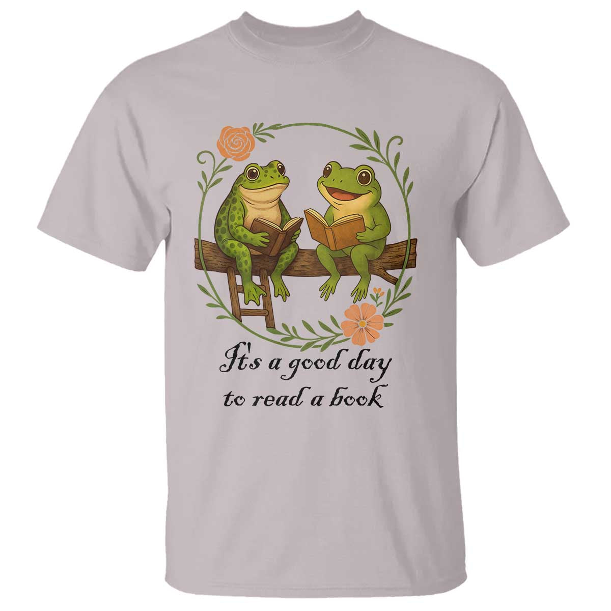 It Is A Good Day To Read A Book T Shirt Frog Book Lover TS12 Ice Gray Print Your Wear