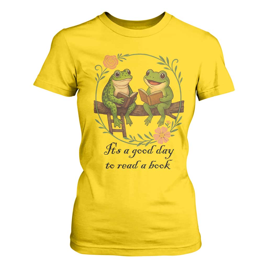 It Is A Good Day To Read A Book T Shirt For Women Frog Book Lover TS12 Daisy Print Your Wear