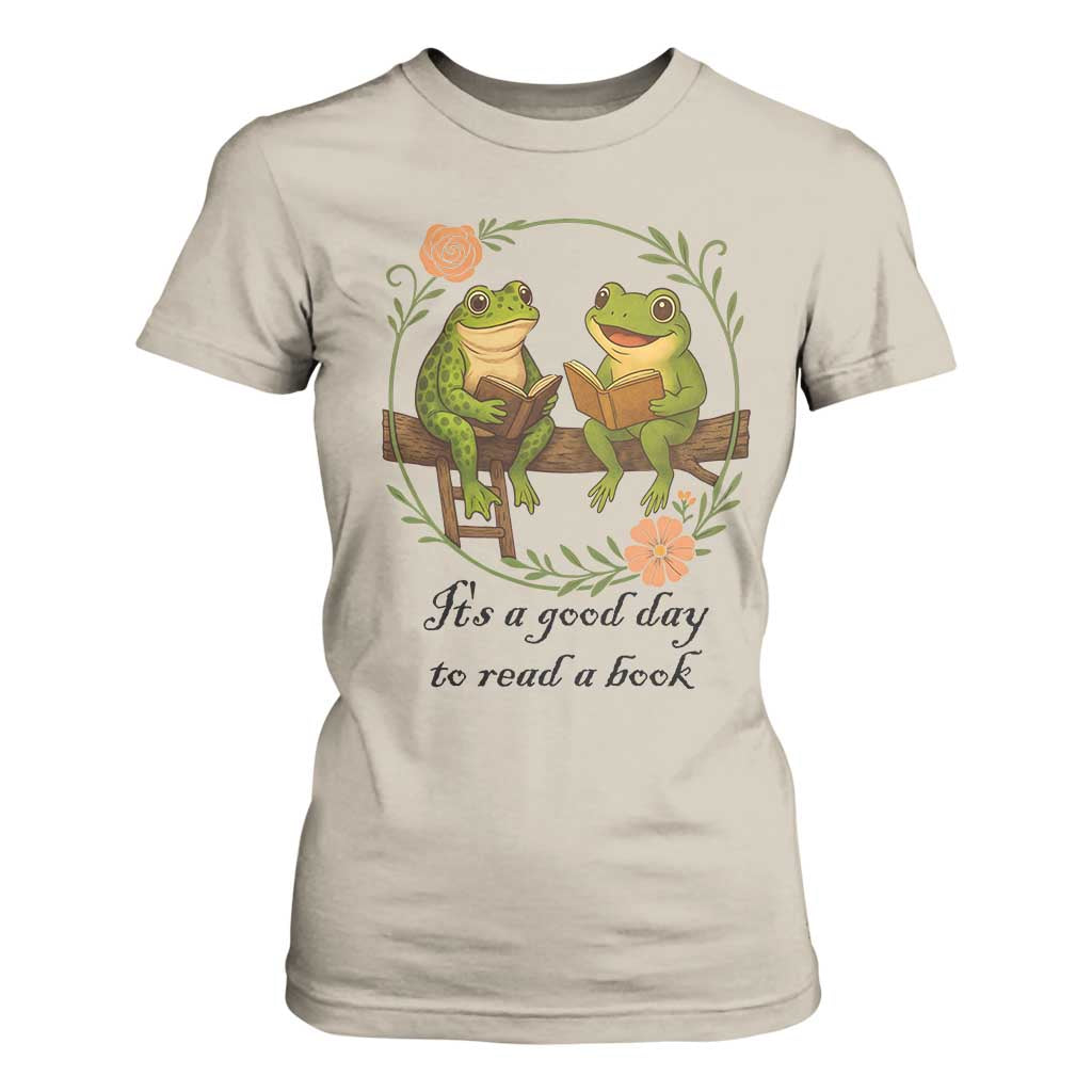 It Is A Good Day To Read A Book T Shirt For Women Frog Book Lover TS12 Sand Print Your Wear
