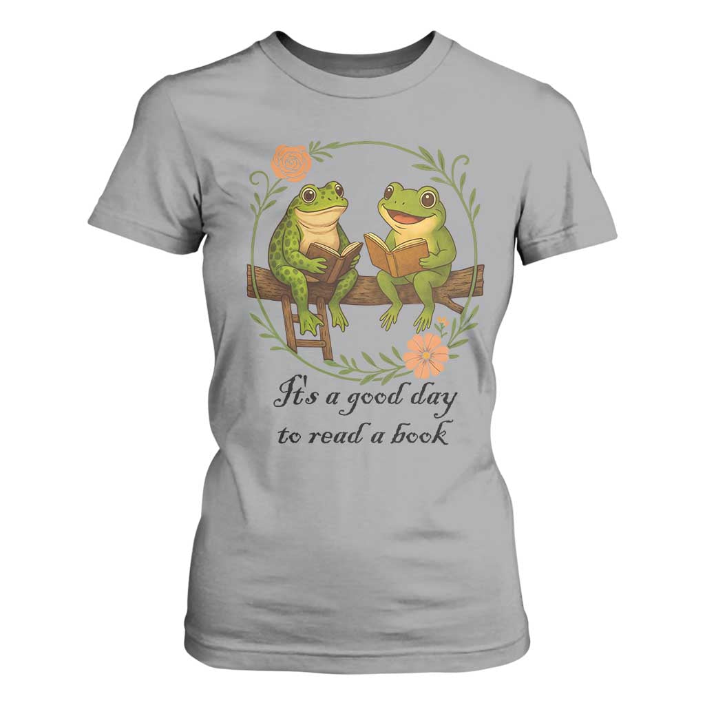 It Is A Good Day To Read A Book T Shirt For Women Frog Book Lover TS12 Sport Gray Print Your Wear