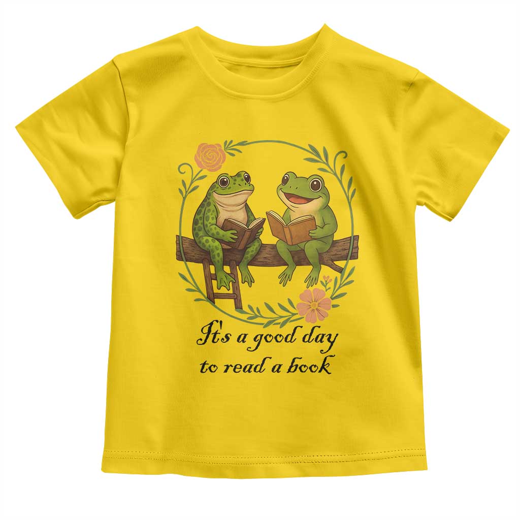It Is A Good Day To Read A Book Toddler T Shirt Frog Book Lover TS12 Daisy Print Your Wear