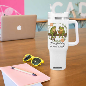 It Is A Good Day To Read A Book Tumbler With Handle Frog Book Lover TS12 Print Your Wear