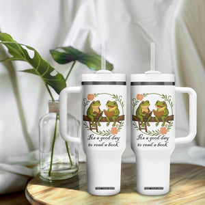 It Is A Good Day To Read A Book Tumbler With Handle Frog Book Lover TS12 Print Your Wear