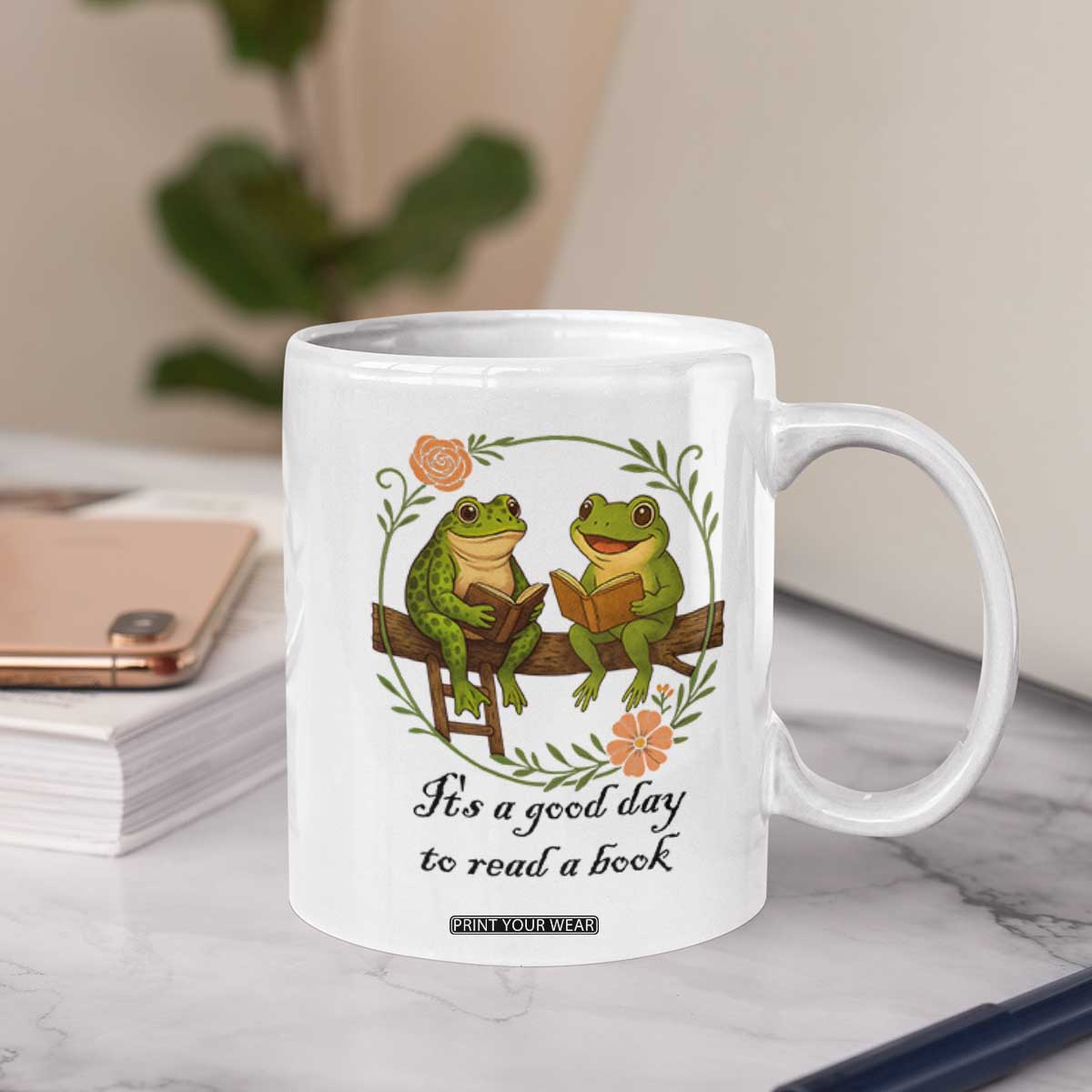 It Is A Good Day To Read A Book Coffee Mug Frog Book Lover TS12 Print Your Wear