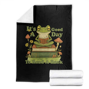 It Is A Good Day To Read A Book Throw Blanket Funny Frog Reading TS12 Black Print Your Wear