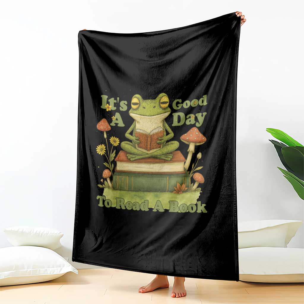 It Is A Good Day To Read A Book Throw Blanket Funny Frog Reading TS12 Print Your Wear