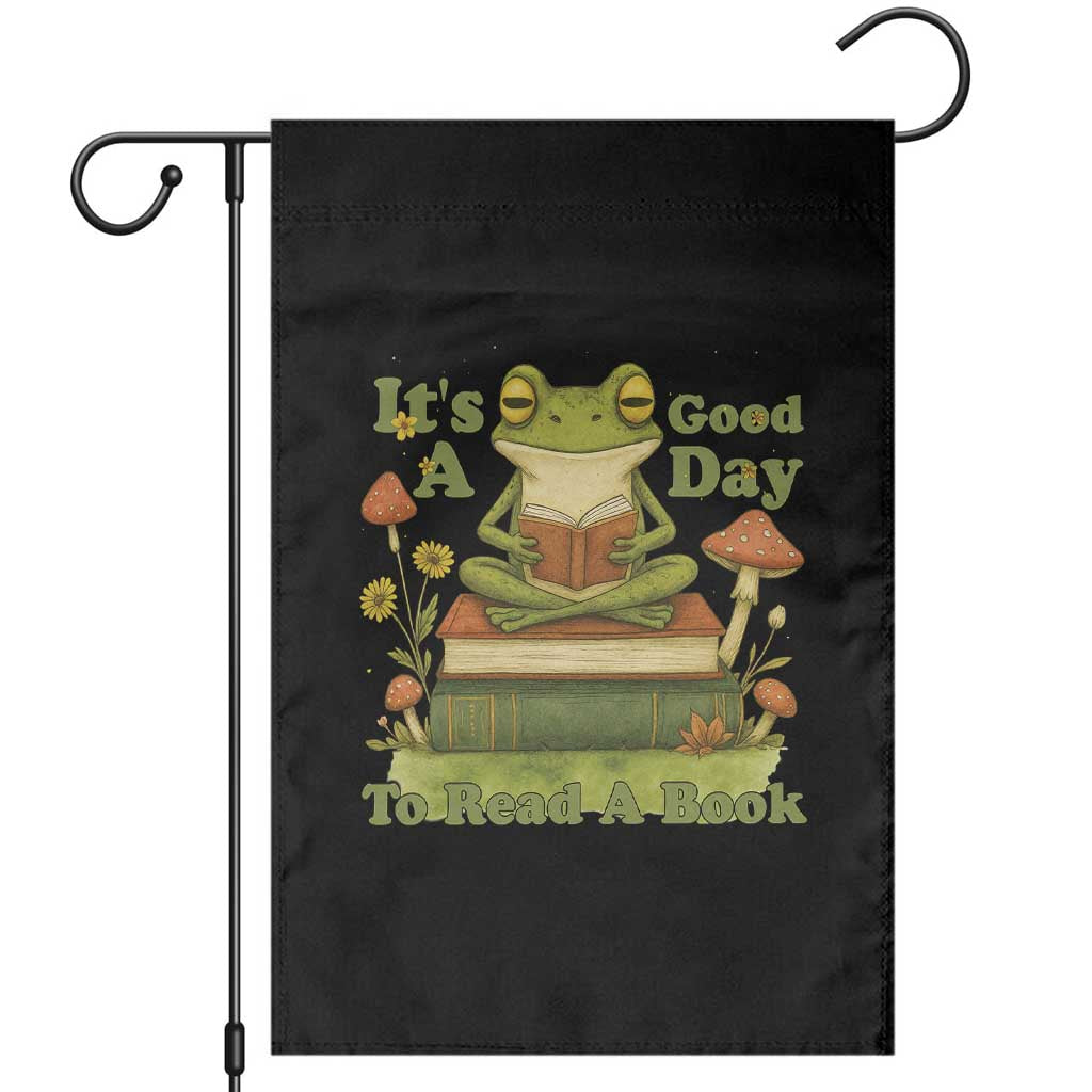 It Is A Good Day To Read A Book Garden Flag Funny Frog Reading TS12 Black Print Your Wear