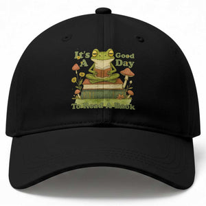 It Is A Good Day To Read A Book Baseball Cap Funny Frog Reading TS12 Print Your Wear
