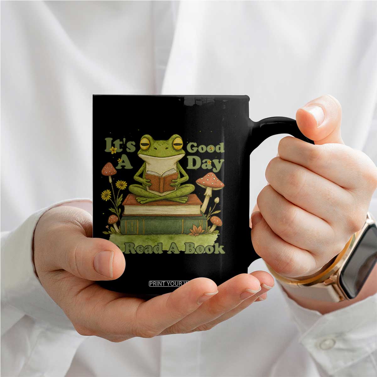 It Is A Good Day To Read A Book Coffee Mug Funny Frog Reading TS12 Print Your Wear